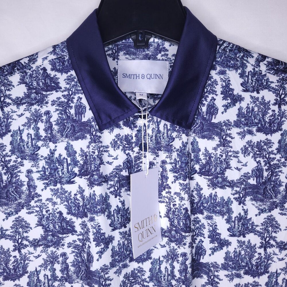 Smith & Quinn Polo Shirt Mens Medium Blue Harvey Sussex Toile NWT